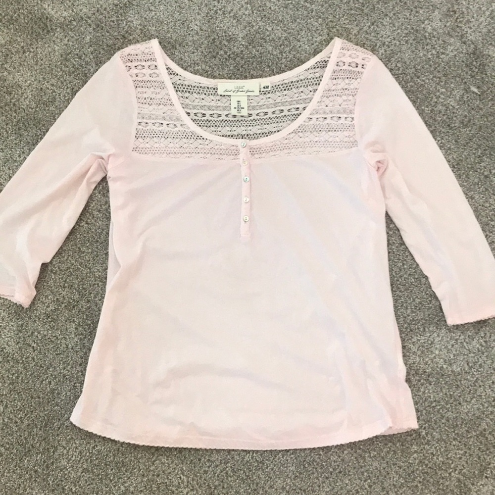 3/4 Sleeve Lace Detail Tee